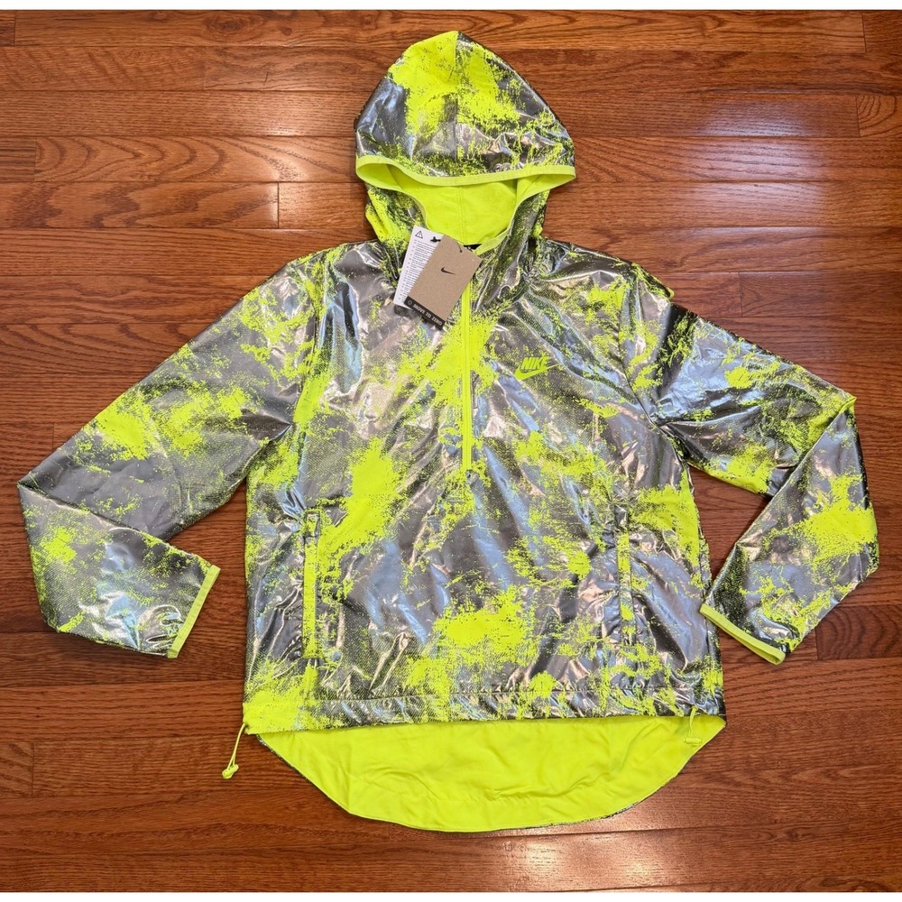 New Nike Air Lightweight 1/2 Zip Running Jacket Womens Small Neon DV7257-702